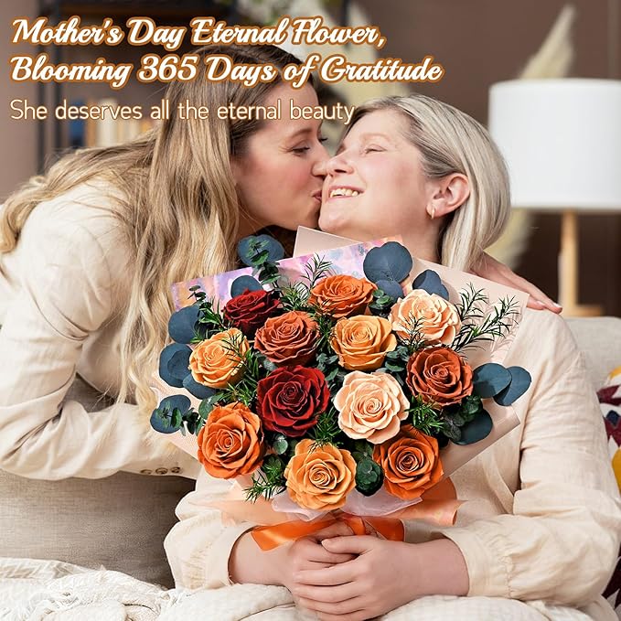 Flowers for Delivery Prime 12 Roses, Mothers Day Flowers for Mom, Mothers Day Gifts, Forever Roses Preserved Yellow Flower Bouquet Eternal Rose Birthday Gifts for Women Gf Gifts Wedding Anniversary