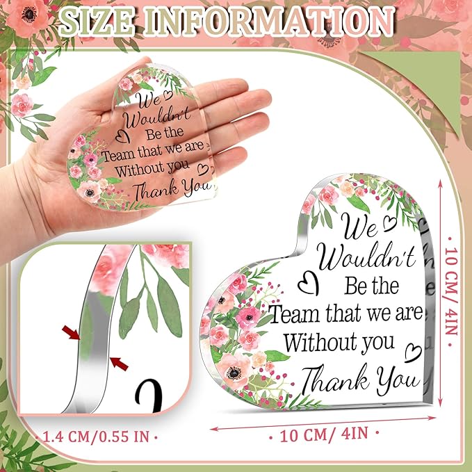 Yinder Thank You Gifts for Women Appreciation Gifts for Coworker Employee Nurse Teacher Leader Boss Inspirational Quotes Acrylic Desk Decor for Home Office Farewell Retirement