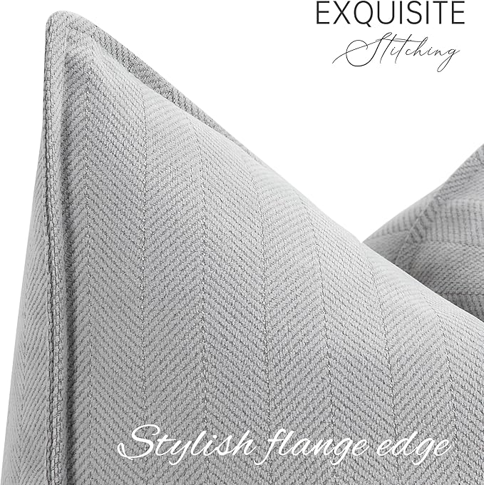 ZWJD Light Gray Pillow Covers 18x18 Set of 2 Chenille Throw Pillow Covers with Elegant Design Soft and Luxurious Decorative Throw Pillows for Couch, Bed, and Home Decor