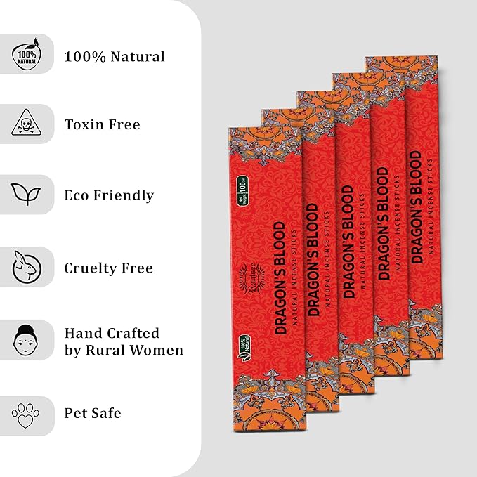 Raajsee Dragons Blood Incense Sticks (180 gm), 100% Pure Organic Natural Hand Rolled Free from Chemicals, (Pack of 12) Visit the raajsee Store