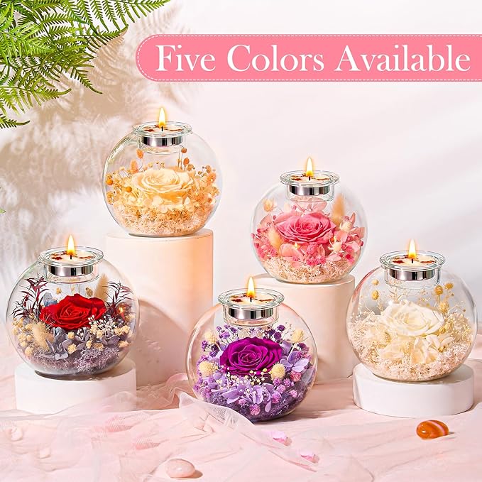 Mothers Day Rose Gifts for Mom Birthday Gift for Women Preserved Rose in Glass with 2 Fragrances Eternal Purple Roses Forever Flowers for Delivery Mothers Day Flower Gifts for Mom Grandma Wife Sister