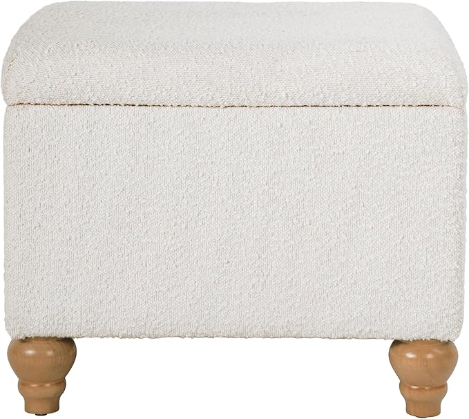HomePop 22" Medium Rectangular Storage Ottoman - Cream Boucle