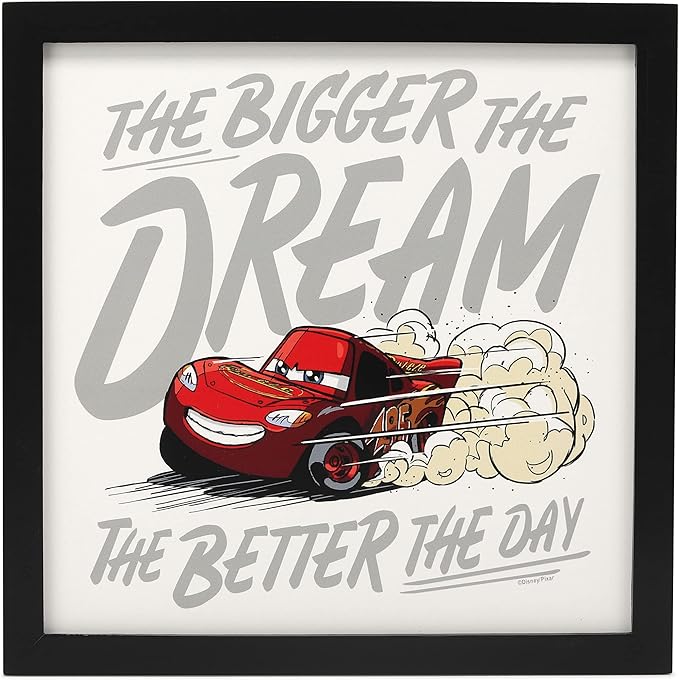 Disney Pixar Cars Lightning McQueen Framed Wall Decor - The Bigger The Dream, The Better The Day