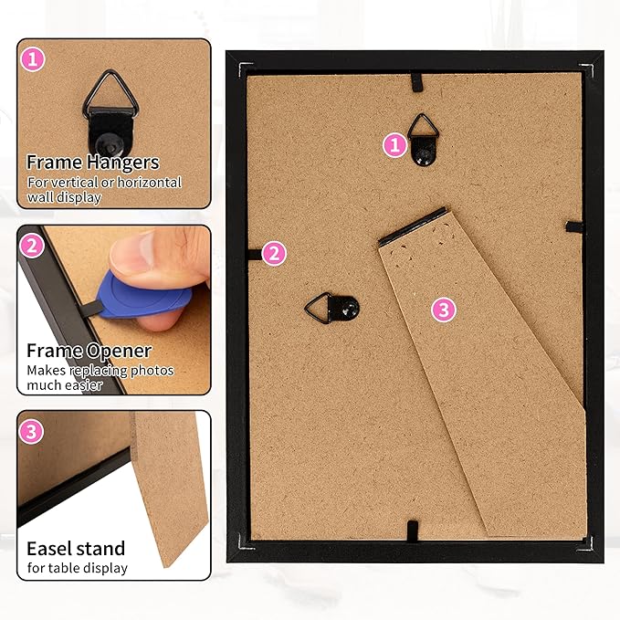 5x7 Picture Frames 2 Pack, Black Frames for Wall or Tabletop Display, Photo Frame Collage with HD Plexiglass for Home Office Wall Decor, Display Pictures 4x6 with Mat or 5x7 Without Mat