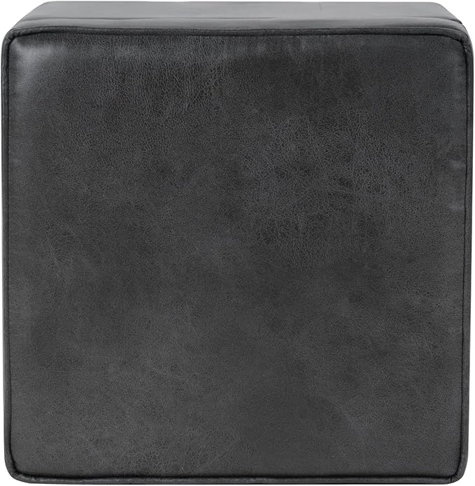 HomePop Square Ottoman with Lift Off Top - Gray Faux Leather Small