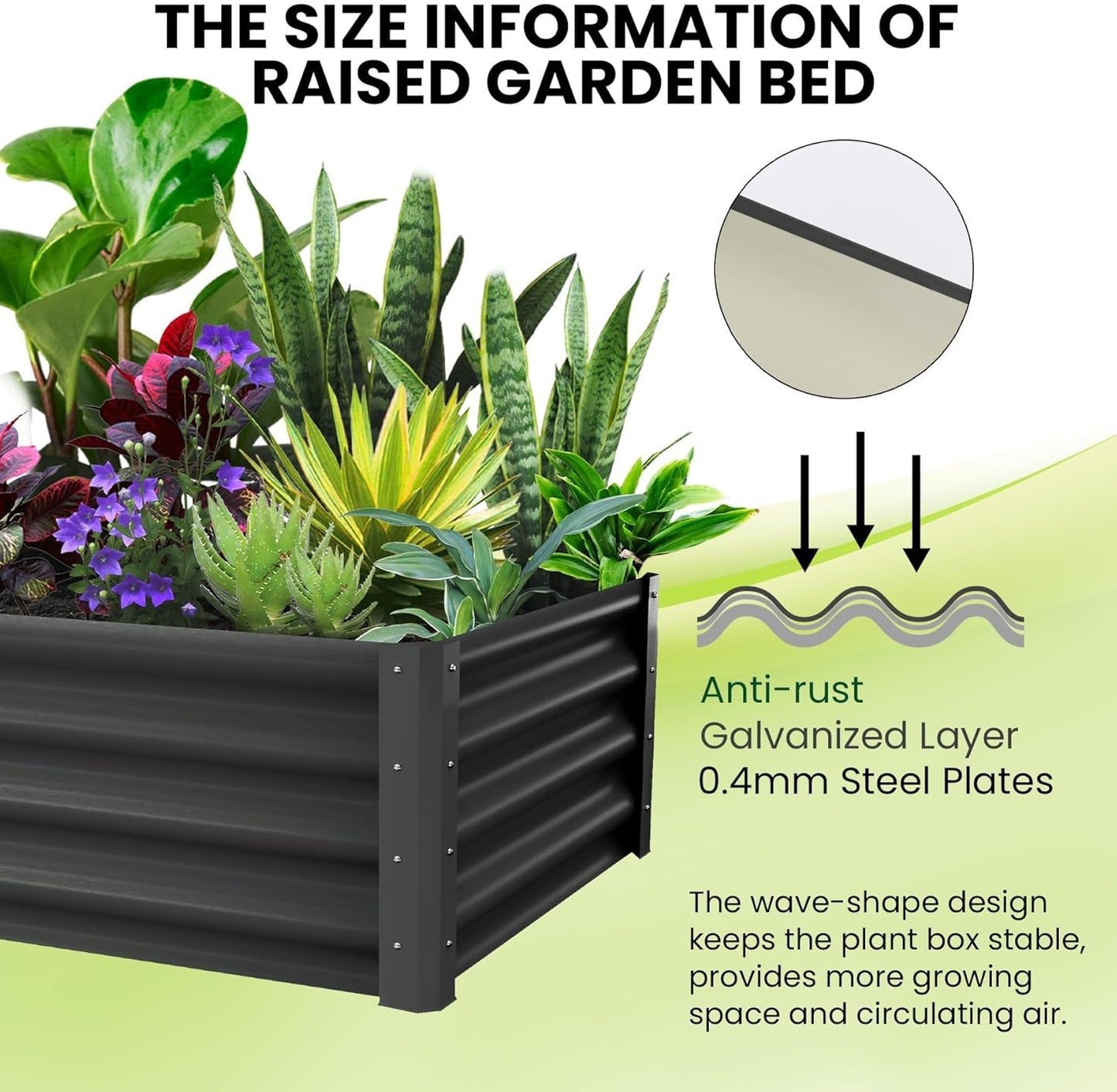 Large Outdoor Planter Boxes Kit Set of 2,6x3x1ft Galvanized Raised Bed Planter with Open-Ended Base Design, Elevated for Outdoor Plants, Durable Raised Bed for Gardening,Green