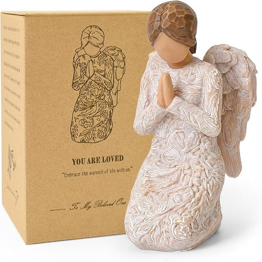 Praying Angel Figurines, Baptism Gift for Girls, First Communion Confirmation, Christian Religious Gifts for Women, Hand-Painted Sculpted Statue for Home Tabletop Decor