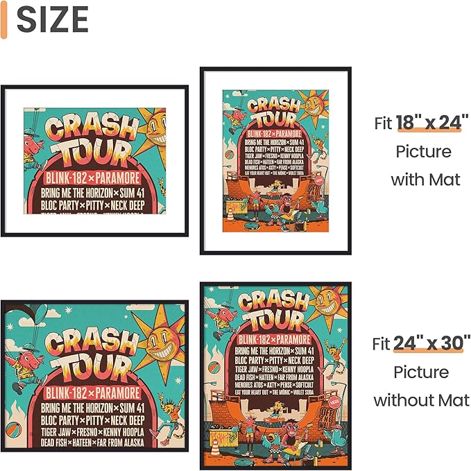 upsimples 24x30 Puzzle Frame, Display Pictures 18x24 with Mat or 24 x 30 Without, Wall Hanging Poster Frames, Black, 1 Pack