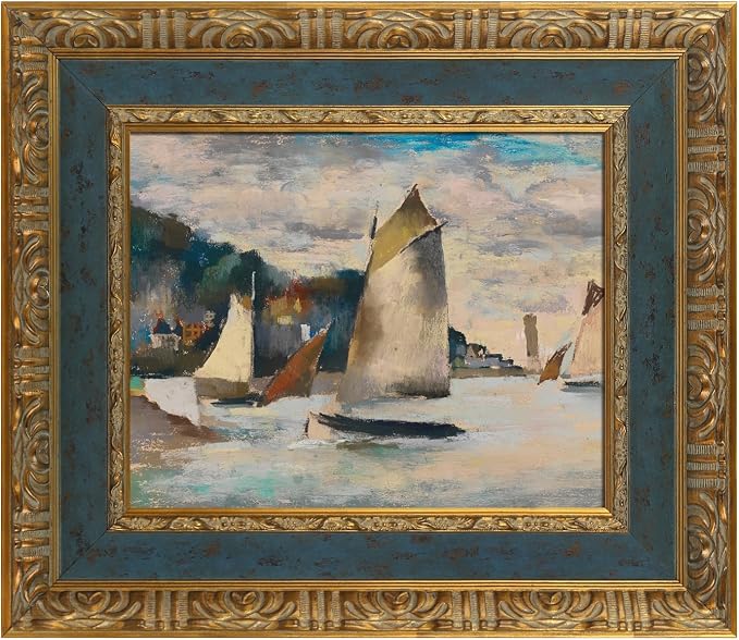 Vintage Ornate Frame for 18x24 Canvas Prints, No Cover & Backing,3.7" DIY Wooden Art Frames for Italian Renaissance Paintings Home Office Library Book Shop Gallery Wall Decor (Blue Gold)