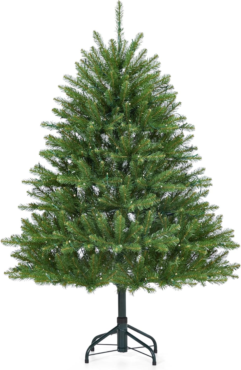 4.5FT Pre-Lit Artificial Christmas Tree with Color Lights,Green PE & PVC Artificial Xmas Tree,Easy Assembly, Full Branch Tips& Foldable Stand for Home, Office, Party Decoration for Xmas Holiday