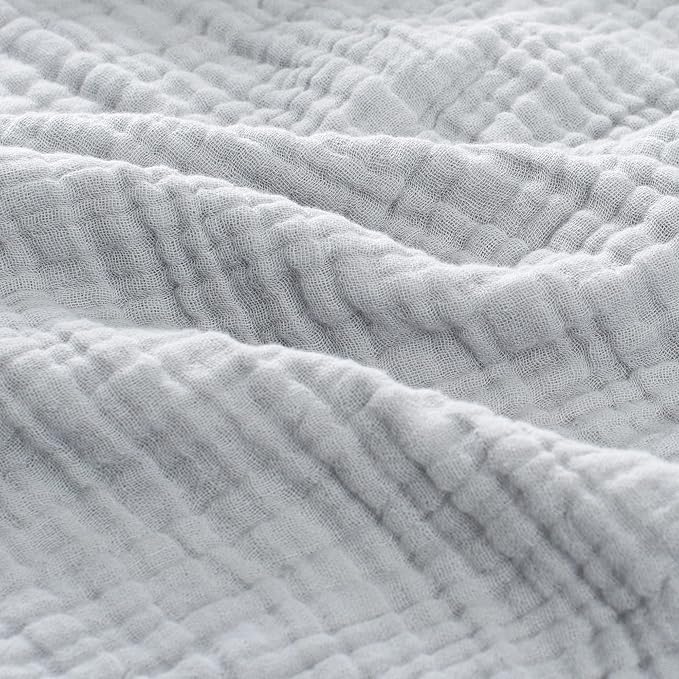 Carriediosa 100% Cotton Muslin Throw Blanket 66" X 90" Twin XL Size，4-Layers Summer Gauze Throws for Bed Couch，Soft Lightweight Breathable Linen Blankets Bedspread for Adults All Season，Grey