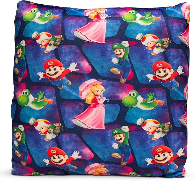 The Super Mario Galaxy Movie Kids Squishy Plush Throw Pillow, Soft Decorative Cushion for Bedroom Décor & Gifts, 13 Inch, Mario & Luigi (100% Officially Licensed Product) By Franco