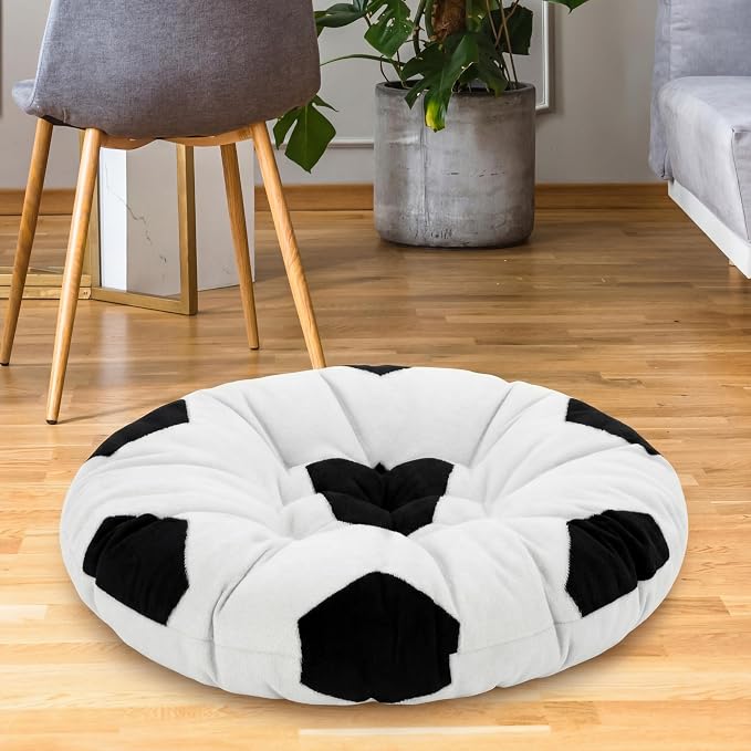 Funnymoom Soccer Party 2026 Decorations 35 Inch Extra Large Soccer Ball Floor Cushion Round Meditation Floor Cushion World Party Pillows Seating Sports Gifts for Adults for Reading Yoga Room Decor