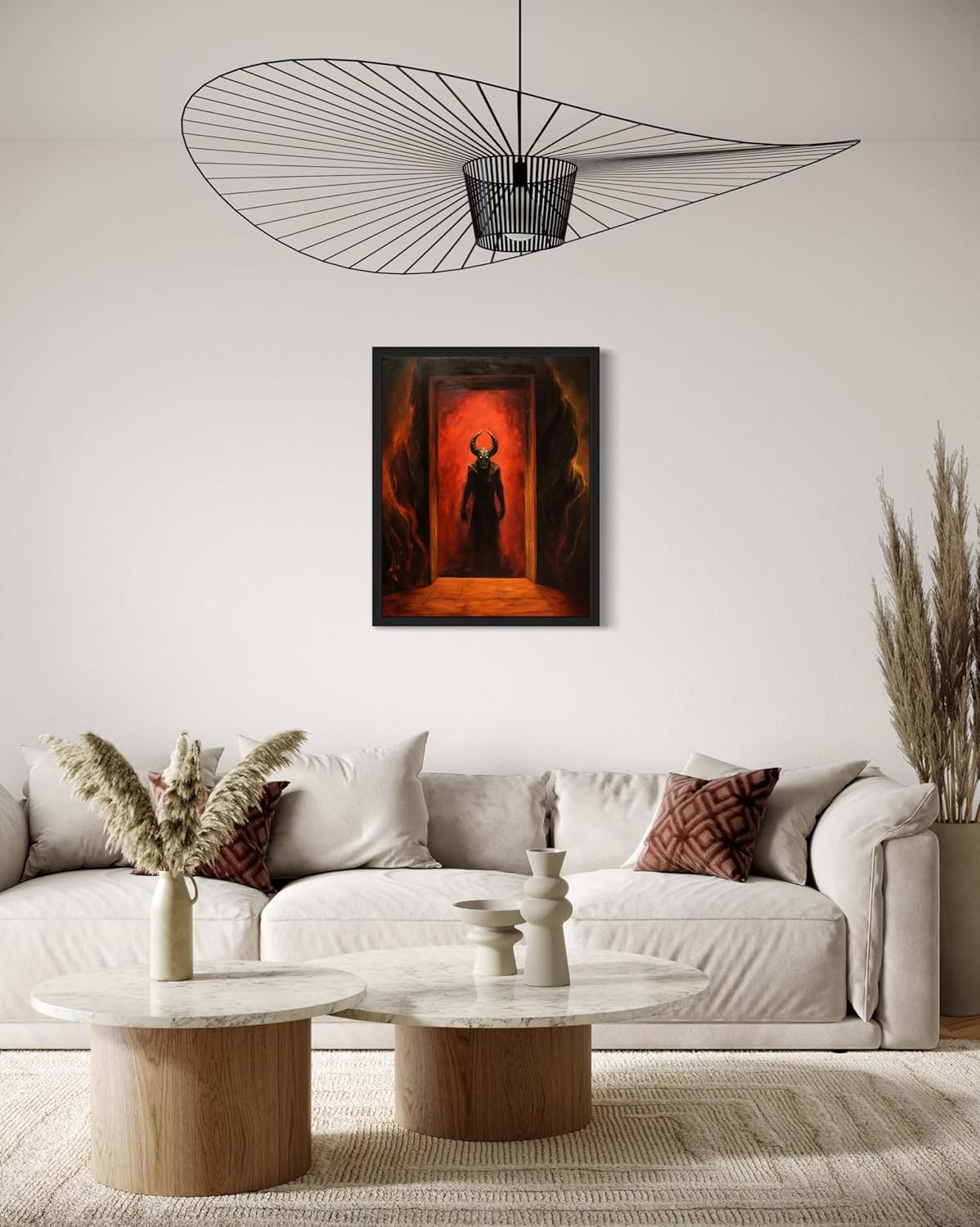 Satan and Hell Poster Art Print, Halloween Scary Vintage Wall Art Academia Spooky Painting Decoration for Horror Prints, Gothic Posters Bedroom Decor 89 (Satan and Hell, 11 x 14 inches, Unframed)