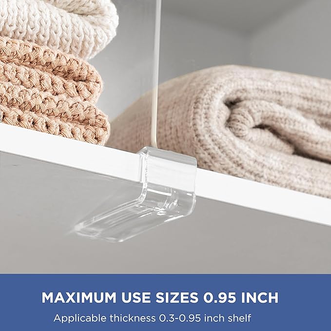 HBlife 12 Inches Tall [Extra Tall Version] Clear Shelf Dividers, 8 Pack Purse Organizer for Closet Perfect for Sweater, Shirts, Handbags, Acrylic Adjustable Bookshelf for Organization