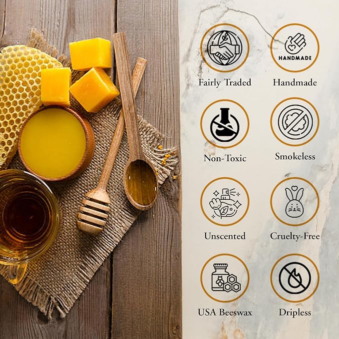 100% Pure Beeswax Taper Candles - All-Natural Handmade Decorative & Dipped Smokeless Unscented Candles for Christmas, Advent, and Hanukkah, Rustic Blue, 8.5 Inches, 12 Candle Set, by BeeTheLight
