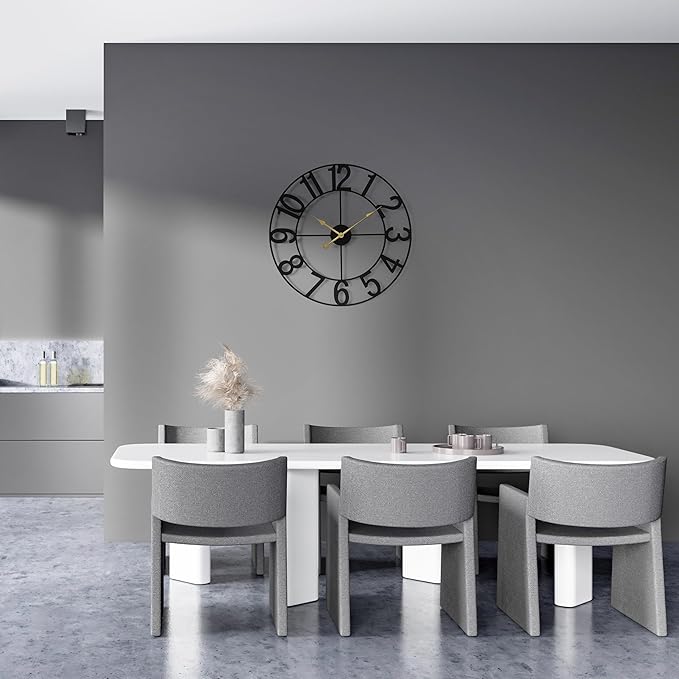 Sorbus Large Wall Clock for Living Room Decor - Wall Clock for Kitchen - 16 inch Big Wall Clock Decorative - Metal Wall Art - Analog Large Clock for Bedroom, Home, Kitchen, Office, Wall Decor (Black)
