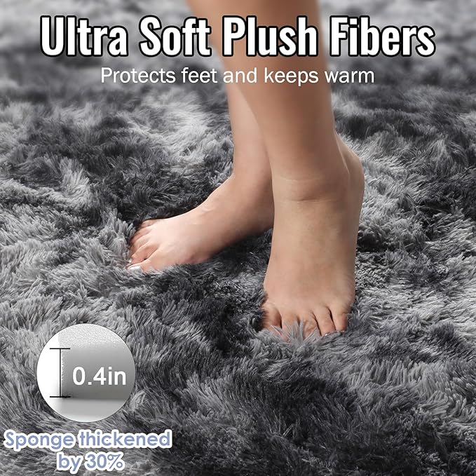PAGISOFE Area Rugs 9x12 Living Room,Large Dark Grey Shag Rugs for Bedroom, Extra Large Thick Gray Fluffy Nursery Carpet Boys Girls Dorm Rugs for Kids Room Home Decor Aesthetic,Playroom Classroom Men