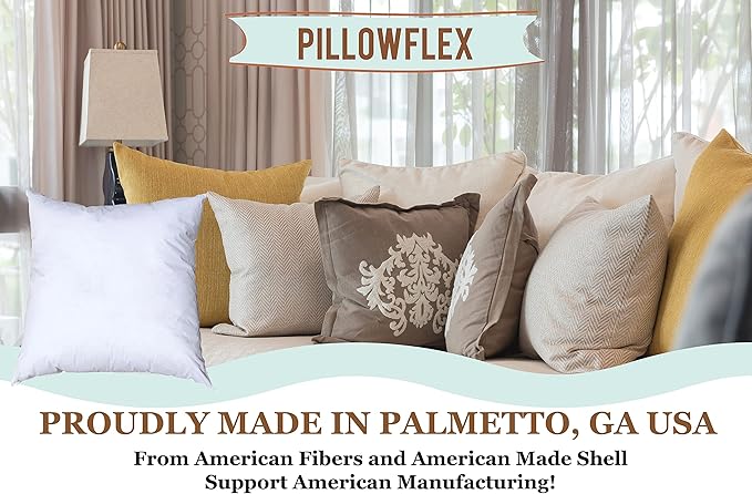 Pillowflex Premium Polyester Throw Pillow Insert - 12x12 - Ultra Soft Small Square Throw Pillow, Couch Sham, Lumbar, Back, Sofa - Machine Washable - Decorative Accent Form - 1 Soft Pillow