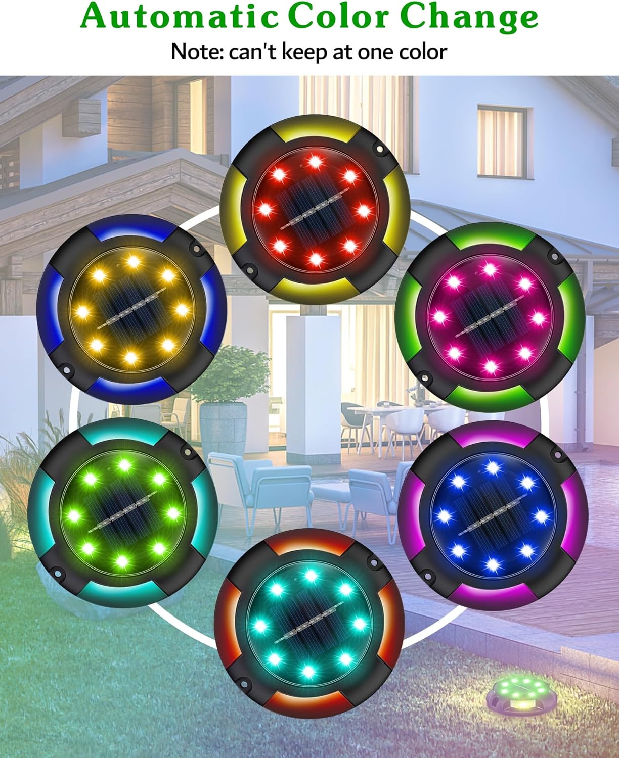 Biling Solar Pathway Lights - 8 Pack Multi Color Outdoor Uplight Sidelight Ground Lights for Yard Walkway Garden Halloween Decorations