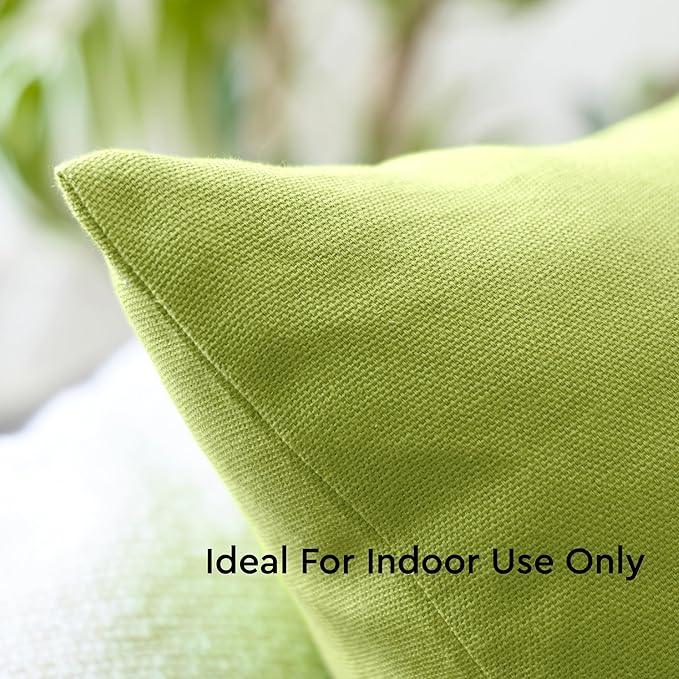 Encasa XO Throw Pillow Covers 16x16 in Set of 4 Lime Green | No Inserts | Cotton Pillow Covers for Living Room, Bed, Sofa, Couch | Decorative Cushion Covers with Improved Zipper