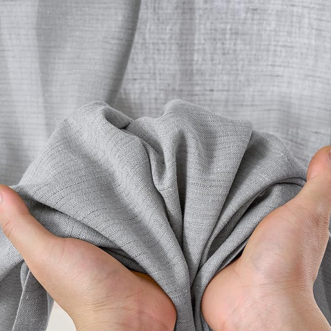 jinchan Linen Bedroom Curtains 72 Inches Long for Study to Keep The Air Circulating Semi-Sheer Gray Drapes Light Filtering Curtains for Living Room Grommet Drapes Home Decor 2 Panels Set 50" W x 72" L