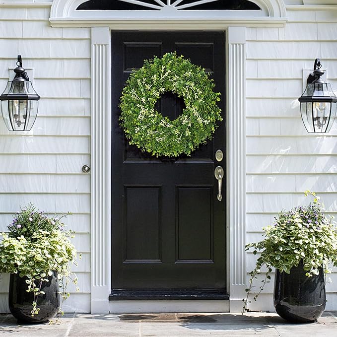 26 Inch Large Greenery Eucalyptus Boxwood Wreaths Artificial Easter Summer Spring Wreaths for Front Door Outdoor All Season Spring Decorations for Home Porch Room Window Wall Farmhouse (Berries)