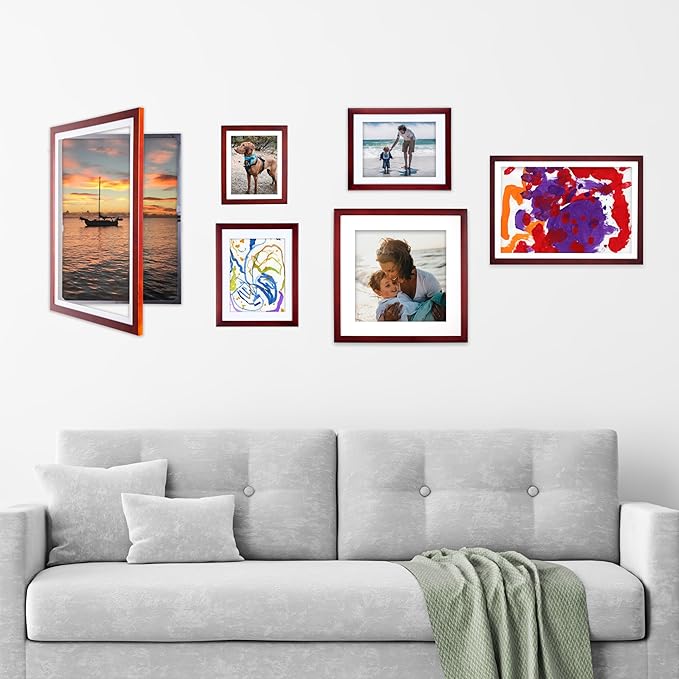 Dynamic Frames Li’l Davinci Art Cabinet, Stores up to 50 Pieces of 18 x 24 inch Art, Outer Wooden Frame Dimensions 20.88 x 26.88 inches, Kids Art Frame, Front Opening, Universal Hanging, Cherry