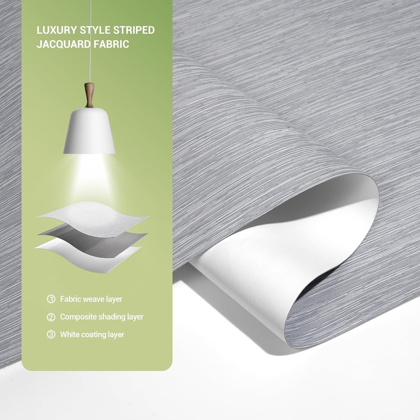 Blackout Roller Shades for Indoor Windows, Cordless Jacquard Fabric-Matched Roller Blinds, Easy to Install Privacy UV Protection Roll Up Blinds for Home Office, Grey, 32" W x 72" H