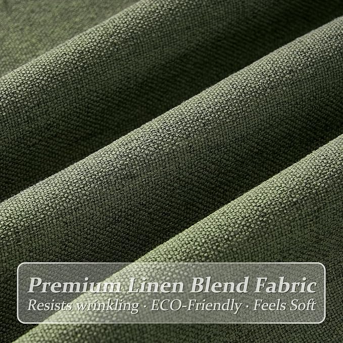 Extra Long 108 Inch Pinch Pleated Sheer Large Curtains for Living Room, Dark Green Memory Shape Natural Linen Light Filtering Privacy Luxury Windows Curtain & Drapes 4 Panels Set with Hook Ring Loden