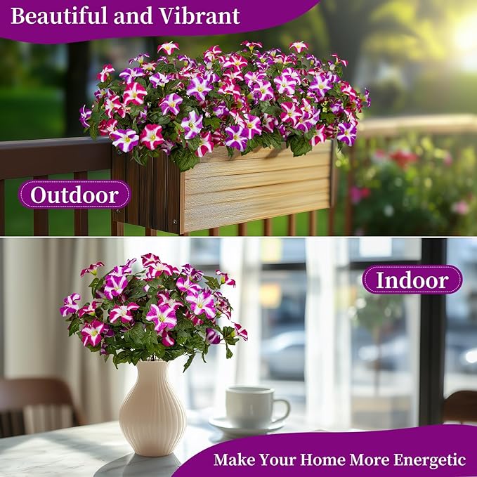 19 Inch Artificial Fake Flowers for Outdoor,4 Pcs Faux Silk Petunias Spring Flowers for Outside for Indoor Porch Planter Front Door Garden Patio Window Box Home Decor(Double Red Lotus)