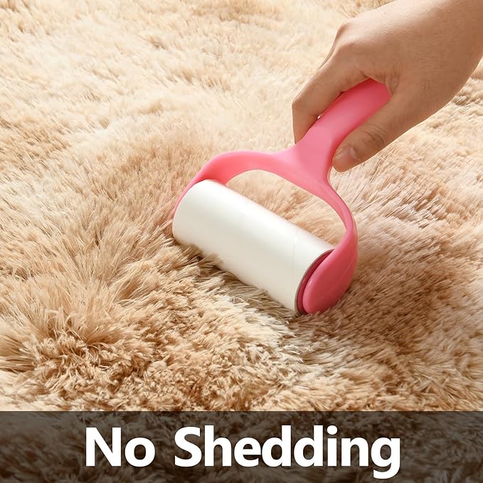 Deerhoo Large Shag Area Rugs 6 x 9, Tie-Dyed Plush Fuzzy Rugs for Living Room, Ultra Soft Fluffy Furry Rug for Bedroom, Indoor Carpet Nursery Rugs for Kids Room Home Decor, Beige