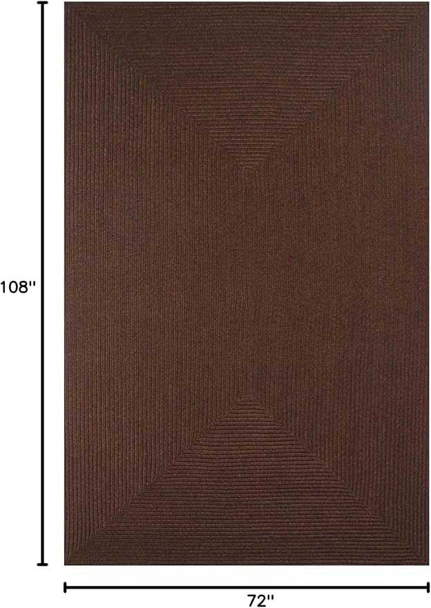 Superior Indoor/ Outdoor Area Rug, Reversible Braided Home Floor Decor for Living Room, Kitchen, Entryway, Patio, Front Porch, Deck, Modern, Boho, Farmhouse Style, 6' x 9', Cocoa