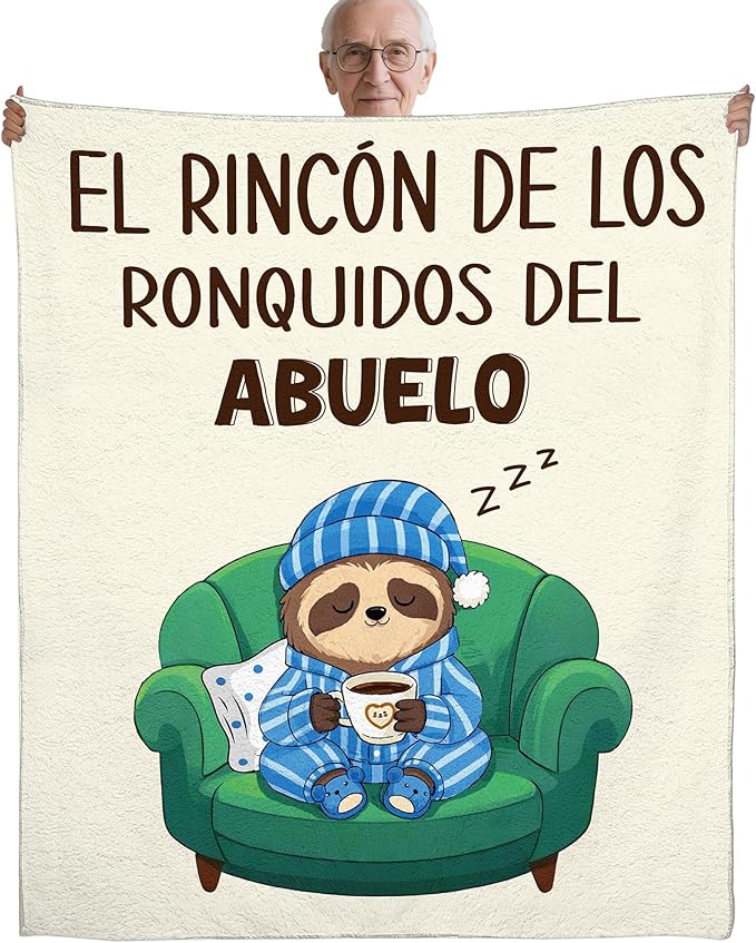 Abuelo Gifts Throw Blanket in Spanish, Funny Saying Cute Print Soft Cozy Beige Flannel Blanket 50x60, Grandpa Gifts from Grandkids, Home Decor for Bed Sofa