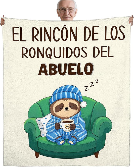 Abuelo Gifts Throw Blanket in Spanish, Funny Saying Cute Print Soft Cozy Beige Flannel Blanket 50x60, Grandpa Gifts from Grandkids, Home Decor for Bed Sofa