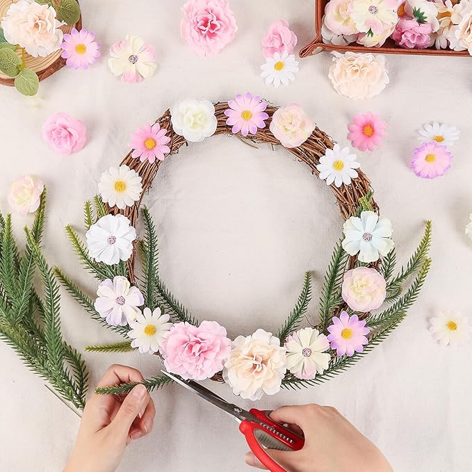 310Pcs Fake Flower Heads Mini Artificial Flower Bulk Silk Flowers for Decoration Small Faux Flower Heads Fabric Daisy Buds Floral for Crafts DIY Wedding Party Baby Shower Home Decor (Light Colors)