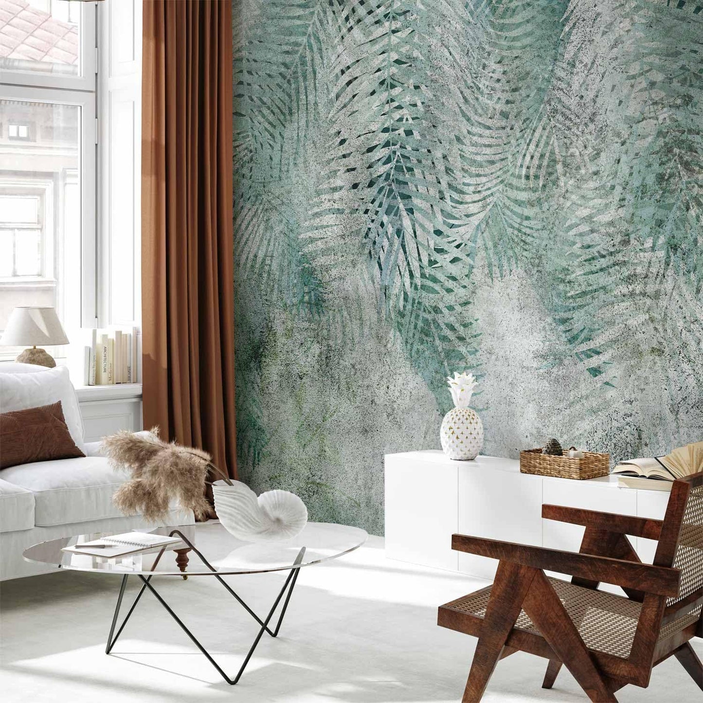 artgeist Wall Mural Leaves 116x83 in - XXL Peel and Stick Self-Adhesive Wallpaper Removable Large Sticker Foil Wall Decor Print Picture Design Nature Botanical Plants Palm Abstract b-C-0861-a-a