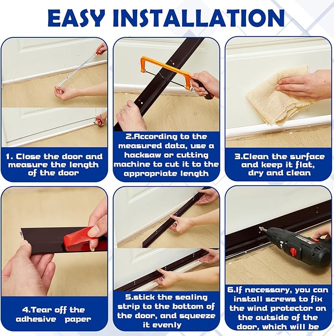 Gisafai 2 Pcs 36 Inches Metal Door Draft Stopper, Door Sweep, Mouse Stopper, Mice Seal Strip, Aluminum, Noise Blocker, Keep Rodents and Pests Out, Enhanced Weather Sealing, Easy to Install, Brown