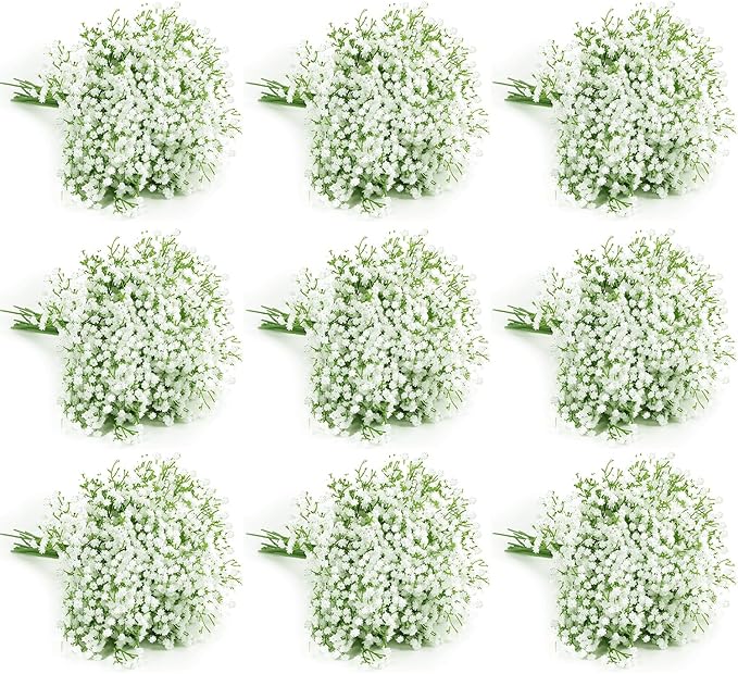 60 Pcs Baby Breath Artificial Flowers Bulk，White Artificial Flowers Artificial Baby Breath Gypsophila Flowers para Decoracion for Wedding Party Home Decoration (60 PCS)