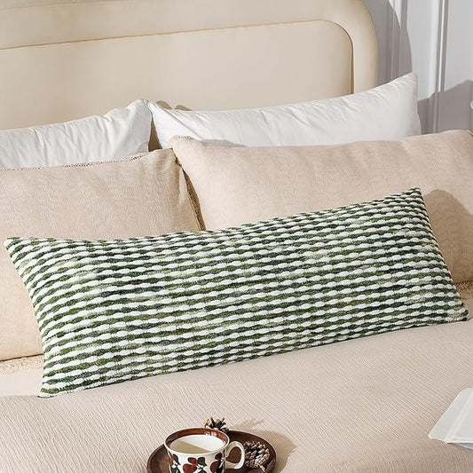 AmHoo Boho Chenille Pillow Cover Decorative Tufted Pillowcase for Couch Bed Sofa Bedroom Living Room Modern 14 x 36-Inch Sage Green