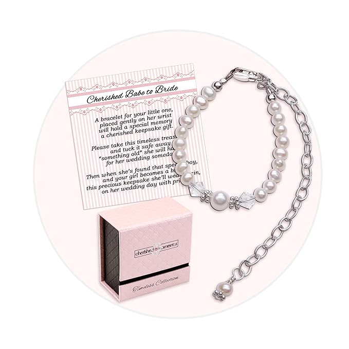 Cherished Moments Babe to Bride Keepsake Bracelet in 925 Sterling Silver and Cultured Pearls for Baby Girl