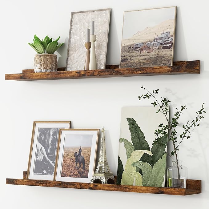 FLYJOE Picture Ledge Shelf, Floating Shelves Set of 2, 36 Inches Long Large Nursery Book Shelves for Toys Storage, Kids Bookshelf Wall Mounted for Living Room Bedroom Decor Books Photo Frames