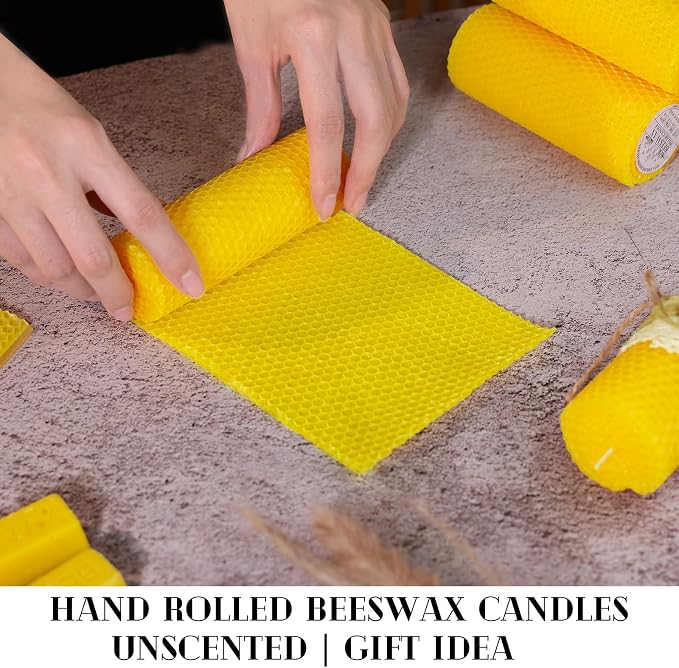 4 Pack Beeswax Pillar Candles, 2x5 Inch Beeswax Candles for Home | Natural Beeswax Non Toxic,Unscented Dripless Smokeless,Handmade Emergency Candles Long Burning,Organic,20 Hours,Paryer,