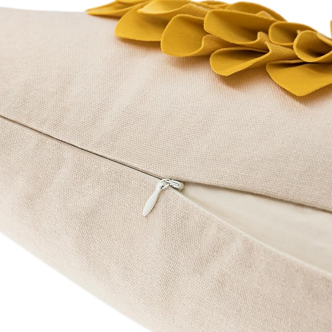 OiseauVoler 3D Sunflowers Handmade Throw Pillow Covers Decorative Pillowcases Cushion Covers for Bed Living Room Farmhouse Decor Yellow 18x18 Inches