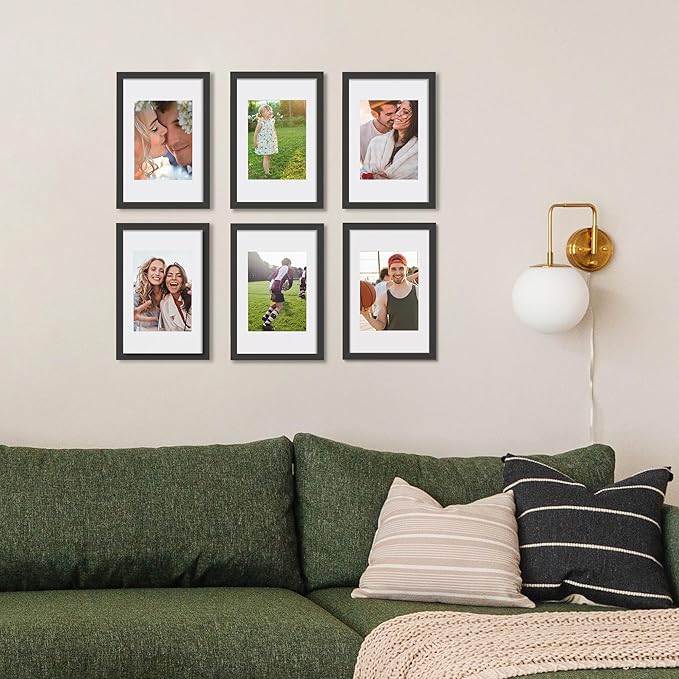 upsimples 8x12 Picture Frame, Display Pictures 6x8 with Mat or 8x12 Without, Wall Hanging Photo Frames, Black, 1 Pack