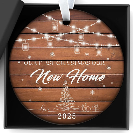 Baby's First Christmas Ornament 2025 Keepsake for Newborn Boy or Girl, Personalized Xmas Tree Hanging Decor, New Home Housewarming for Baby’s First Christmas 3 Inch Ceramic