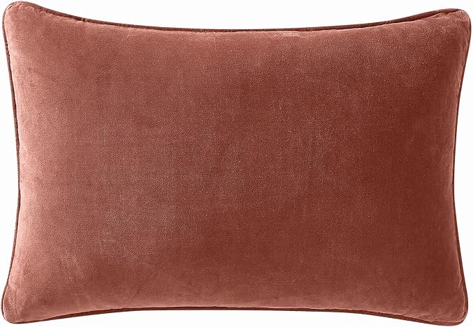 Brooklyn Loom Matte Cotton Velvet 14x20 Rust Decorative Pillow