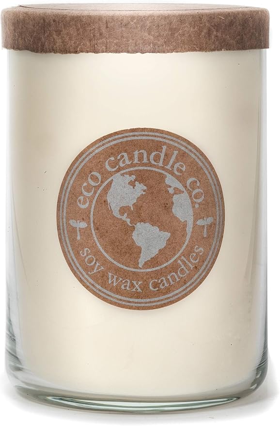 ECO CANDLE CO. Recycled Candle, Clean Sheet Day, 26 oz. - Scents of Clean Linens - 100% Soy Wax, No Lead, Kraft Paper Label & Lid, Hand Poured, Phthalate Free, Made from Midwest Grown Soybeans
