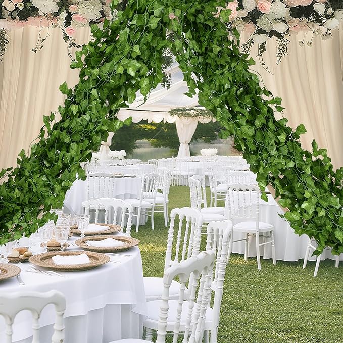 100 Pack 750 Feet Fake Vines for Room Decor Artificial lvy Greenery Garland Vine Leaves, Leaf Plants Flowers Foliage for Bedroom,Garden Wall. Decor Indoor Outdoor