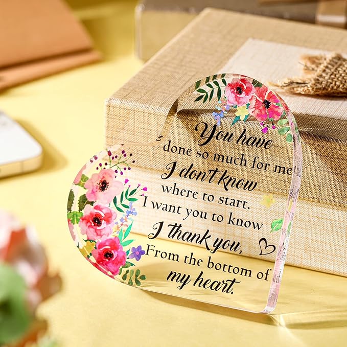 Yinder Thank You Gifts for Women Appreciation Gifts for Coworker Employee Nurse Teacher Leader Boss Inspirational Quotes Acrylic Desk Decor for Home Office Farewell Retirement